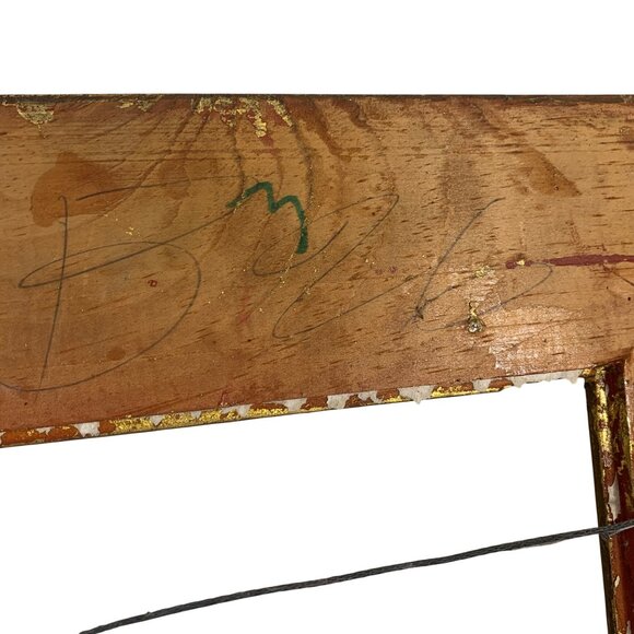 Vintage Ornate Heart Motif Hanging Wooden Picture Gold Tone Frame Made In Mexico - Picture 5 of 11